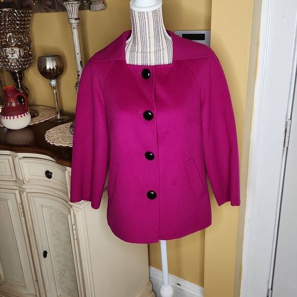 Vintage Talbots collection fuschia wool and angora coat women's medium - Picture 1 of 8